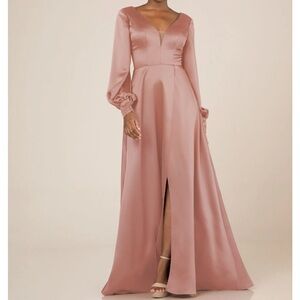 Sorella Vita V-Neck A-Line Long Sleeve Evening & Bridesmaid Gown
